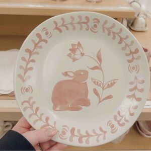 🐰2pc Aralia Pink Bunny Stoneware Salad Plate Hand Painted NWT Threshold
